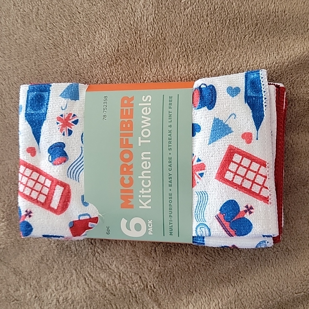 NWT 6 pk Microfiber Kitchen Towels